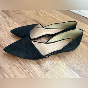 Black suede flats